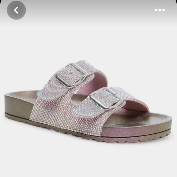 Madden Girl Shoes Madden Girl Teddy Purple Iridescent Slide Sandals